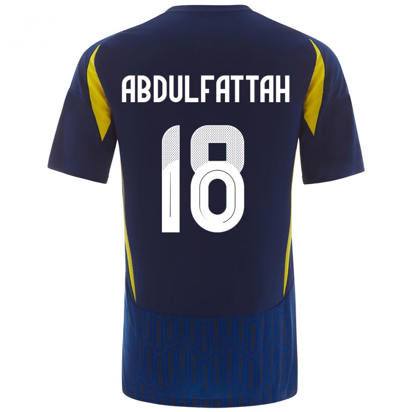 Hombre Camiseta Abdulfattah Adam #18 Azul Amarillo 2ª Equipación 2024/25 La Camisa Chile