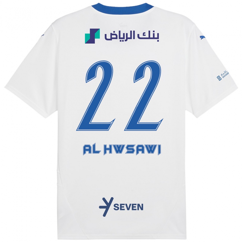 Hombre Camiseta Shorouq Al-Hwsawi #22 Blanco Azul 2ª Equipación 2024/25 La Camisa Chile