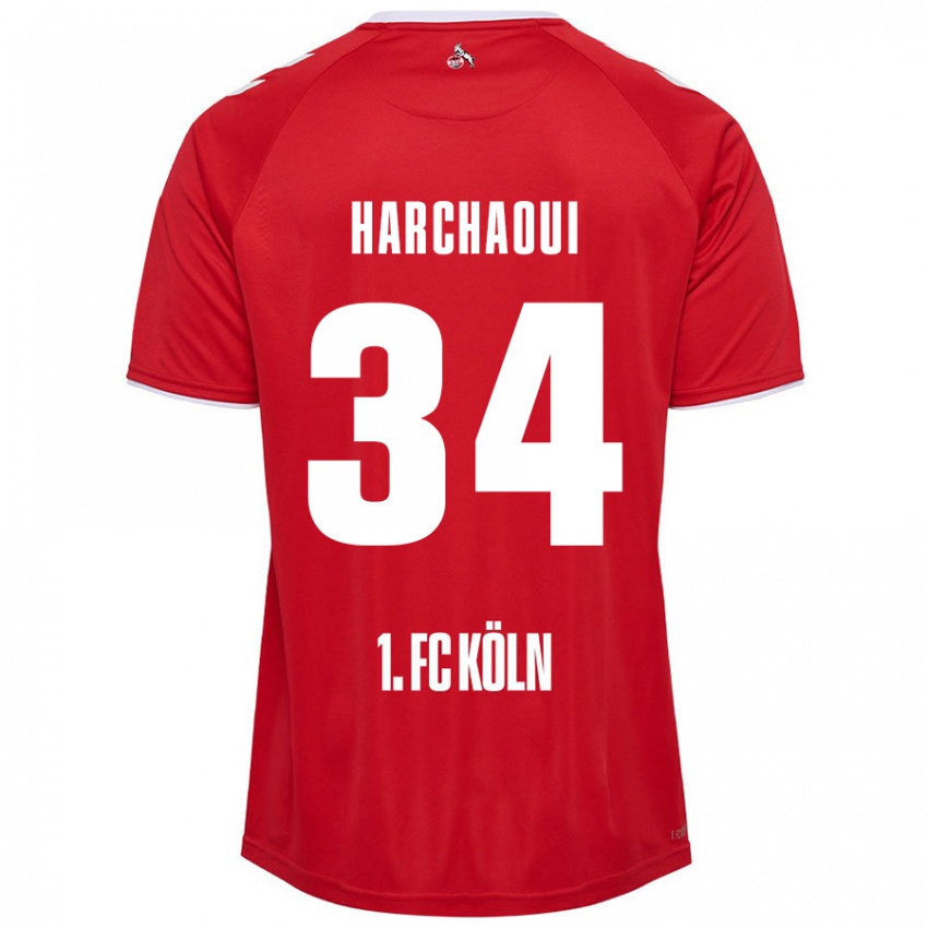 Hombre Camiseta Fayssal Harchaoui #34 Rojo Blanco 2ª Equipación 2024/25 La Camisa Chile