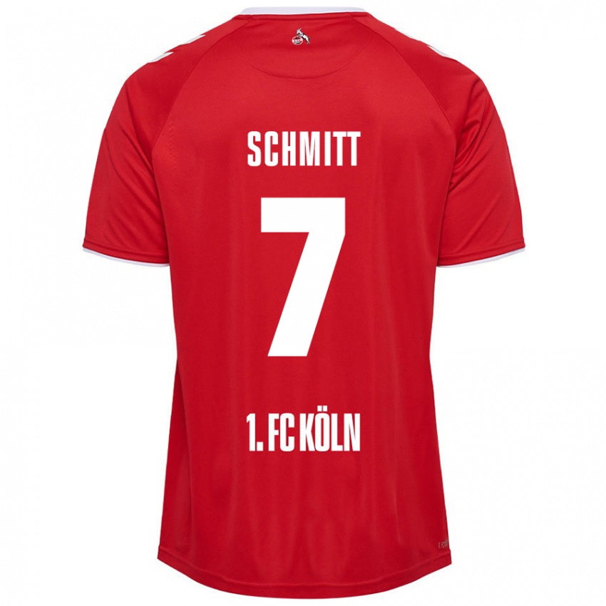 Hombre Camiseta Oliver Schmitt #7 Rojo Blanco 2ª Equipación 2024/25 La Camisa Chile