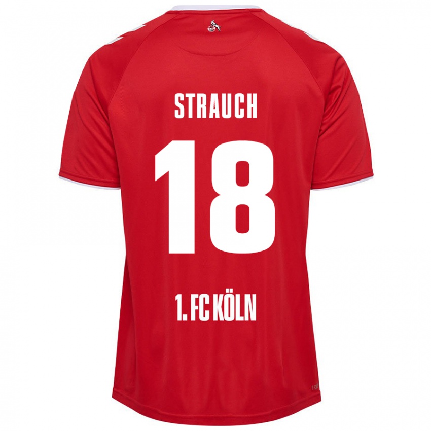 Hombre Camiseta Georg Strauch #18 Rojo Blanco 2ª Equipación 2024/25 La Camisa Chile