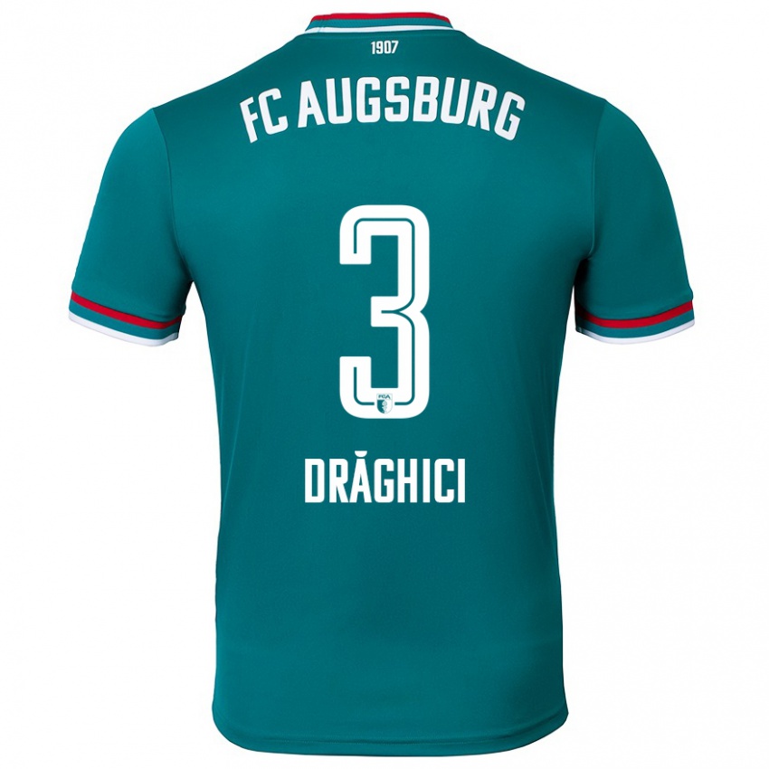 Hombre Camiseta Robert Drăghici #3 Verde Oscuro 2ª Equipación 2024/25 La Camisa Chile