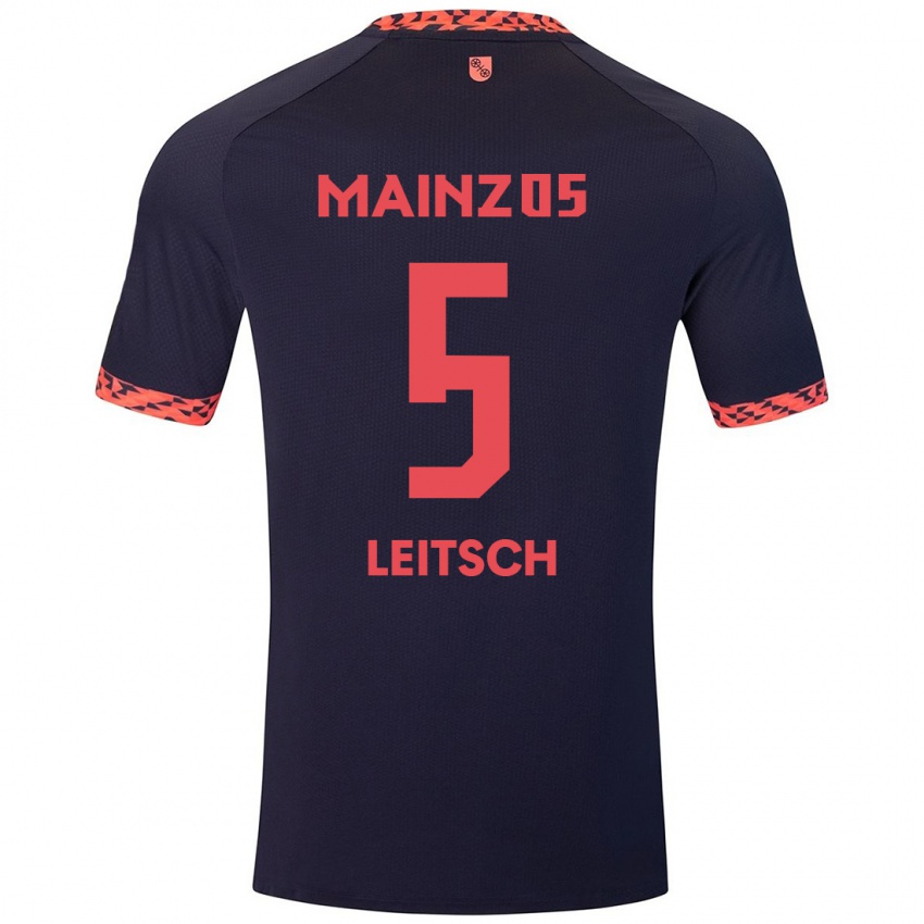 Hombre Camiseta Maxim Leitsch #5 Azul Coral Rojo 2ª Equipación 2024/25 La Camisa Chile