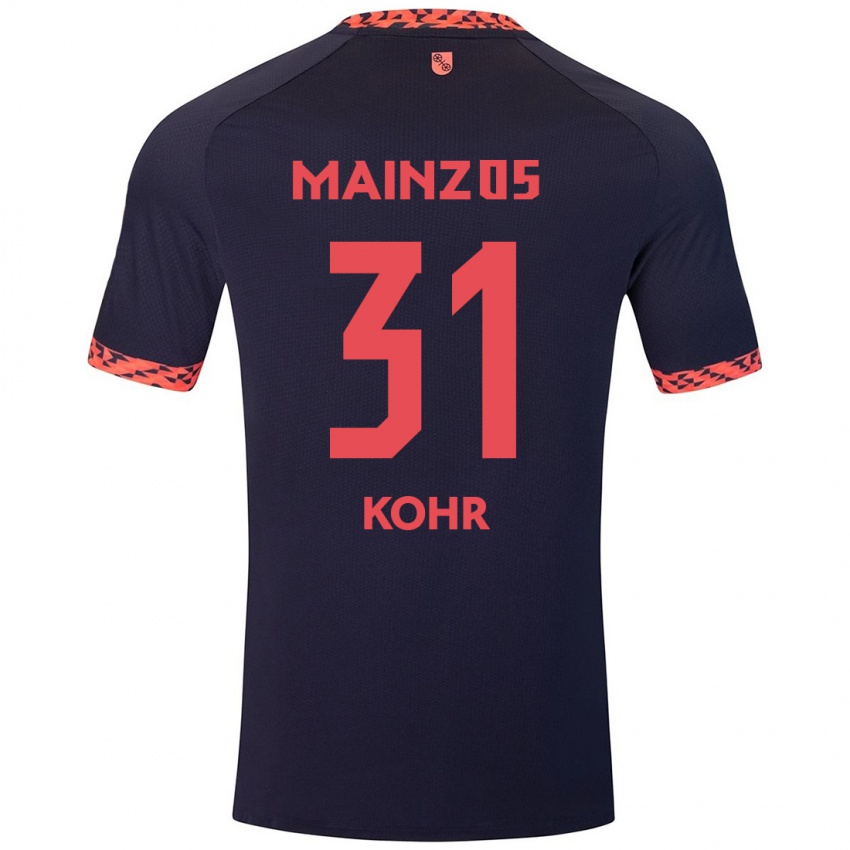 Hombre Camiseta Dominik Kohr #31 Azul Coral Rojo 2ª Equipación 2024/25 La Camisa Chile