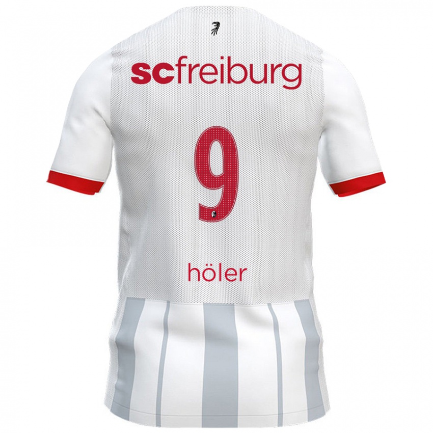 Hombre Camiseta Lucas Höler #9 Blanco Gris 2ª Equipación 2024/25 La Camisa Chile