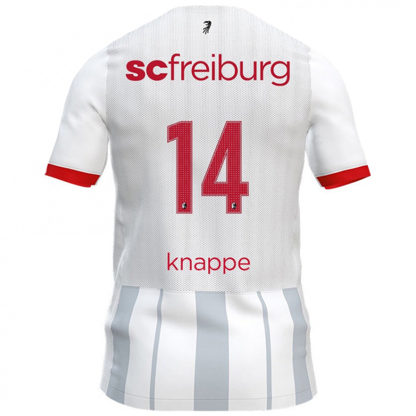 Hombre Camiseta Davino Knappe #14 Blanco Gris 2ª Equipación 2024/25 La Camisa Chile