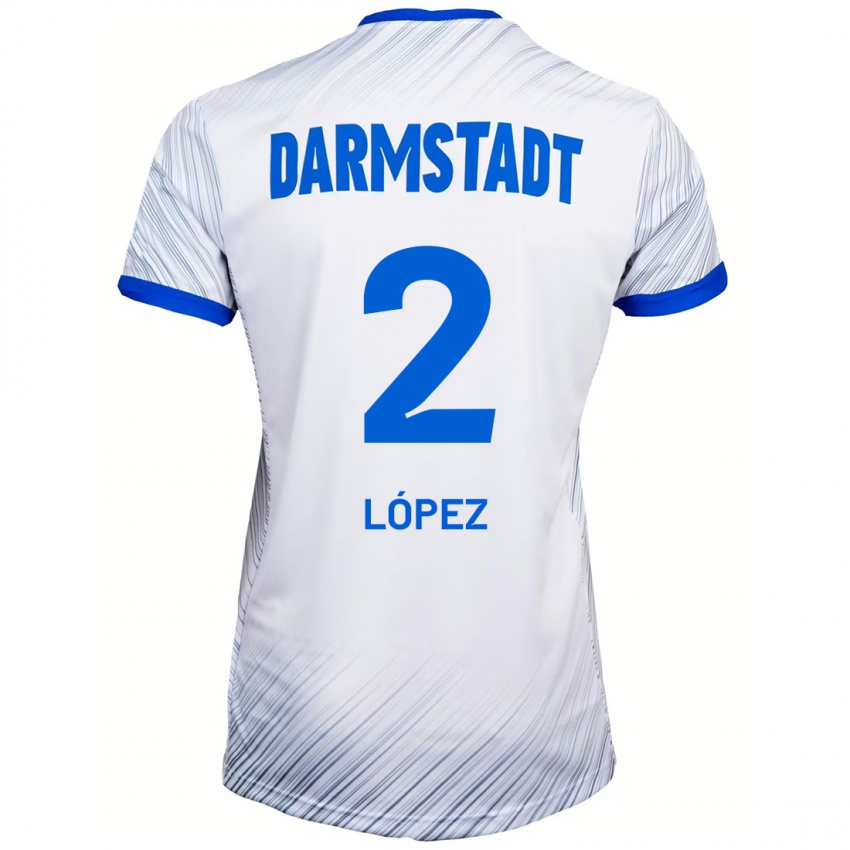 Hombre Camiseta Sergio López #2 Blanco Azul 2ª Equipación 2024/25 La Camisa Chile