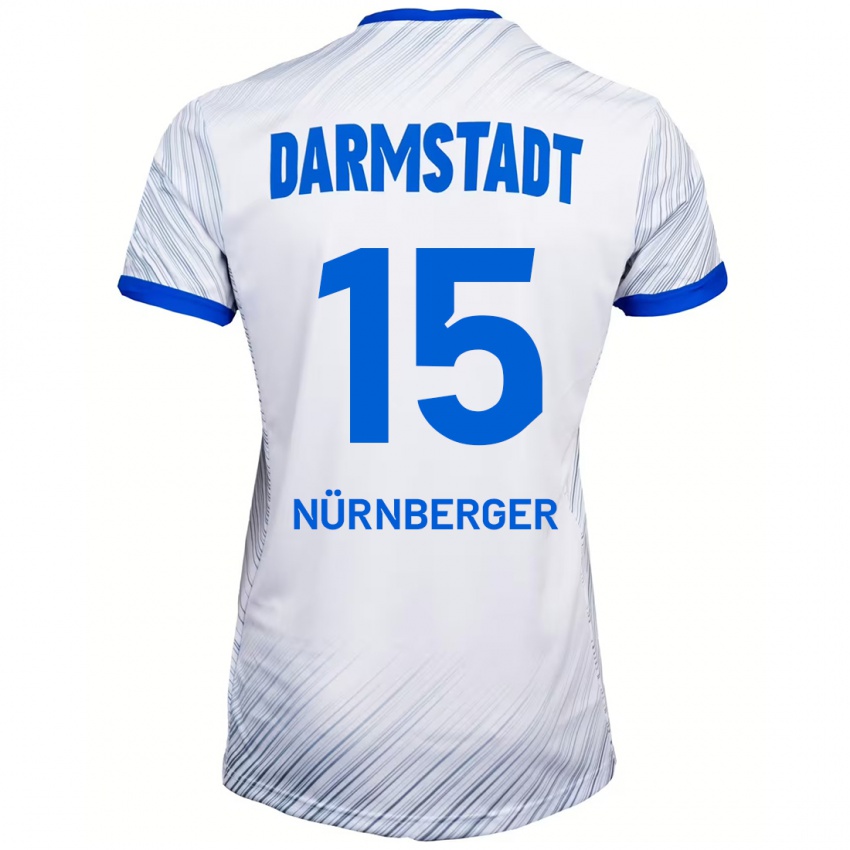 Hombre Camiseta Fabian Nürnberger #15 Blanco Azul 2ª Equipación 2024/25 La Camisa Chile