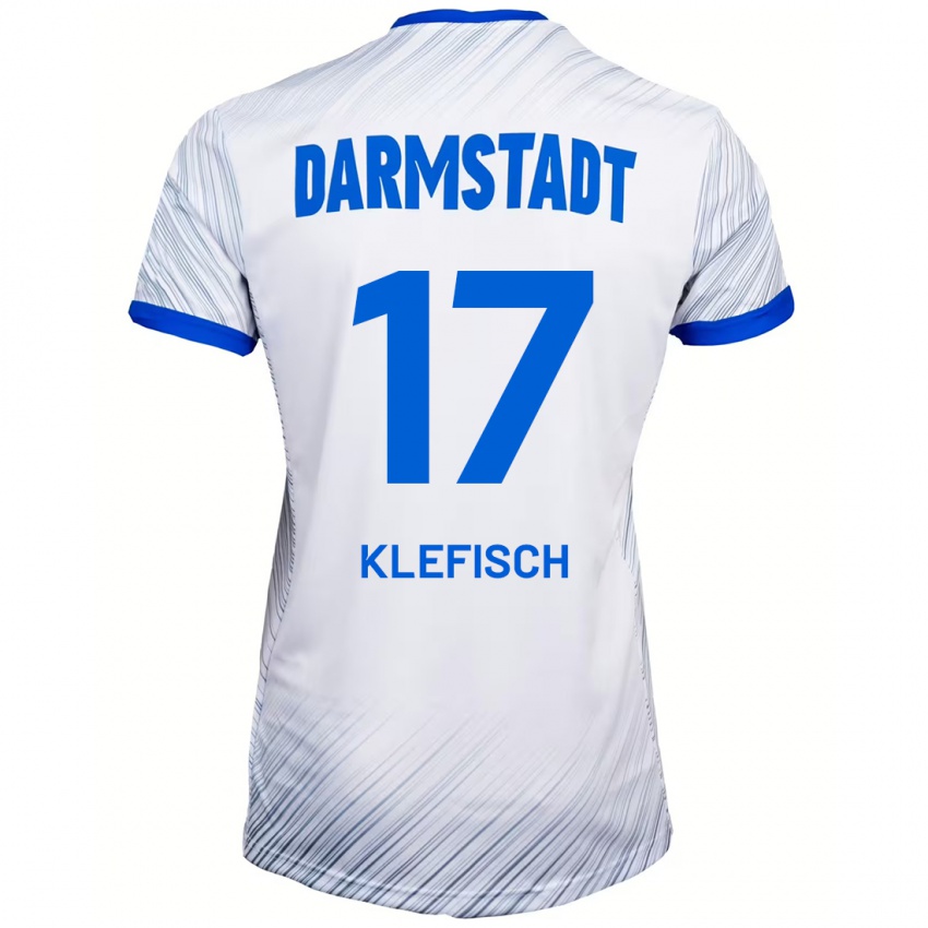 Hombre Camiseta Kai Klefisch #17 Blanco Azul 2ª Equipación 2024/25 La Camisa Chile