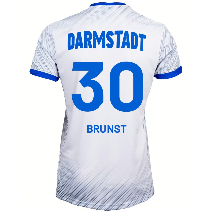 Hombre Camiseta Alexander Brunst #30 Blanco Azul 2ª Equipación 2024/25 La Camisa Chile