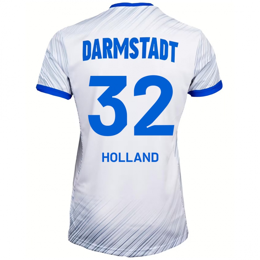 Hombre Camiseta Fabian Holland #32 Blanco Azul 2ª Equipación 2024/25 La Camisa Chile