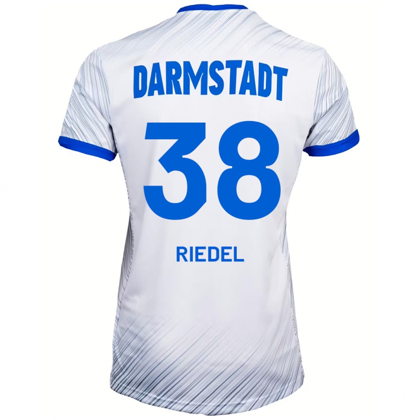 Hombre Camiseta Clemens Riedel #38 Blanco Azul 2ª Equipación 2024/25 La Camisa Chile