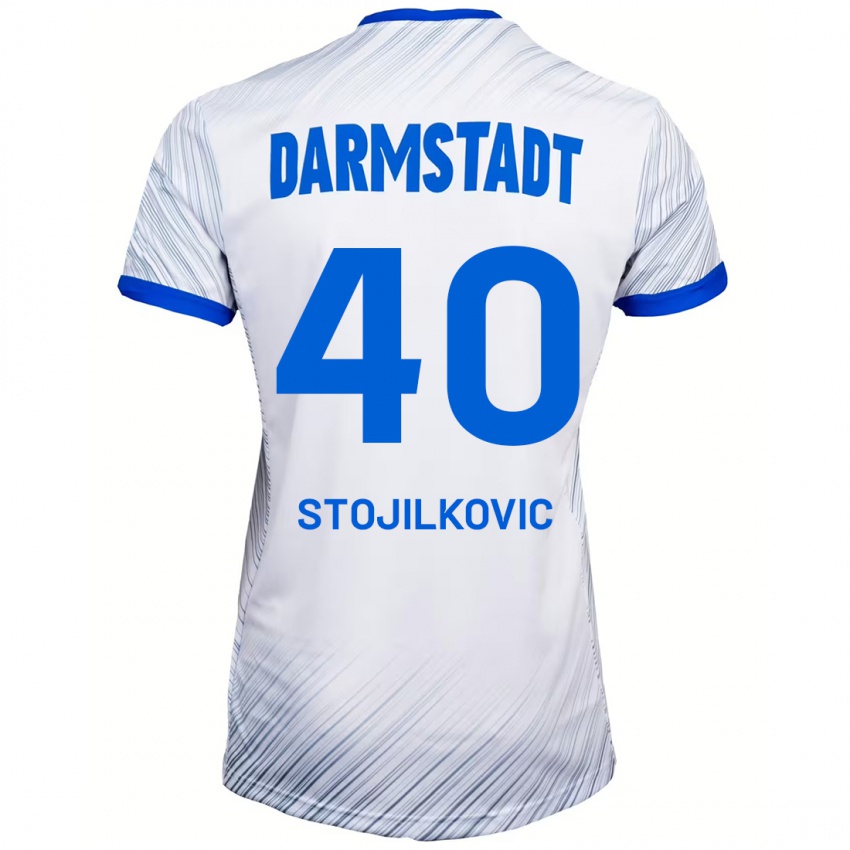 Hombre Camiseta Filip Stojilkovic #40 Blanco Azul 2ª Equipación 2024/25 La Camisa Chile