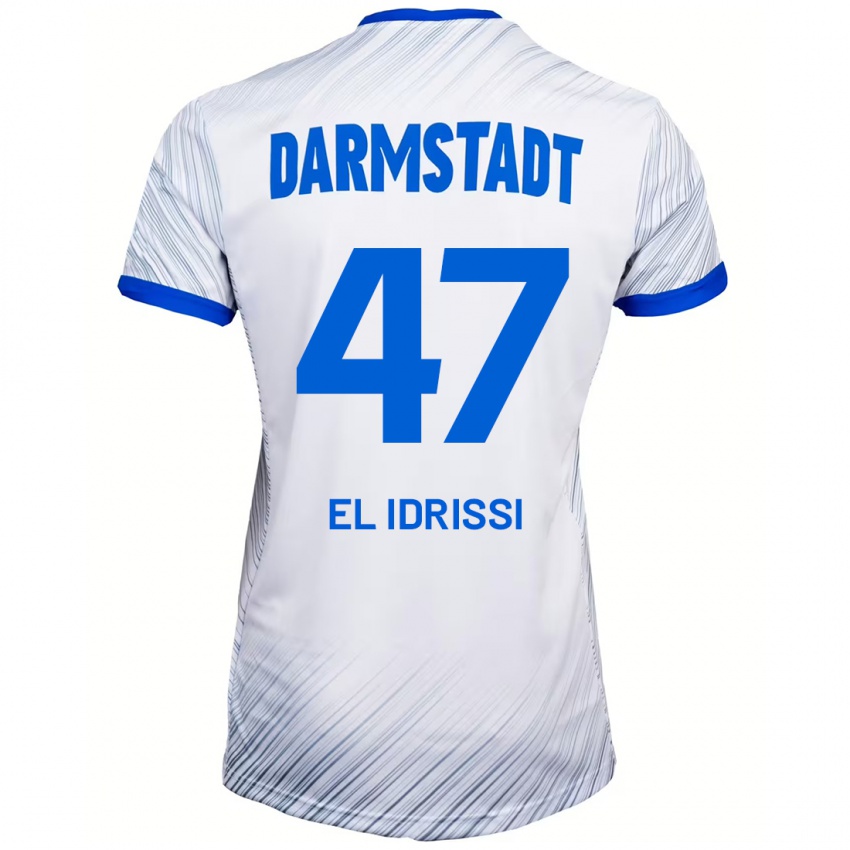 Hombre Camiseta Othmane El Idrissi #47 Blanco Azul 2ª Equipación 2024/25 La Camisa Chile