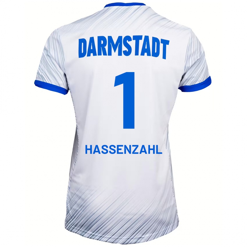 Hombre Camiseta Leon Hassenzahl #1 Blanco Azul 2ª Equipación 2024/25 La Camisa Chile