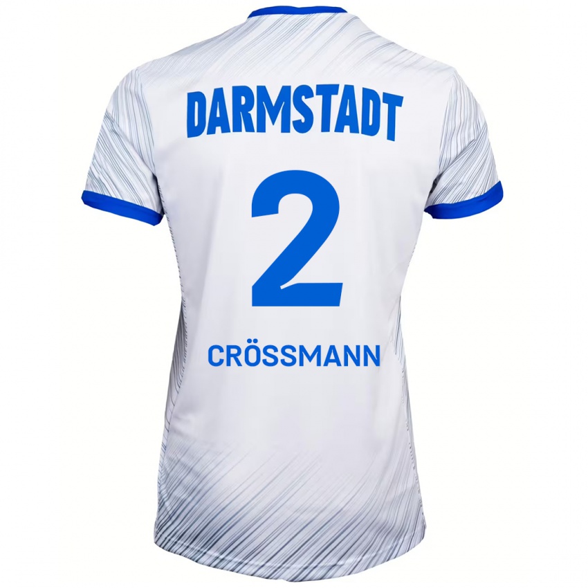 Hombre Camiseta Elias Crößmann #2 Blanco Azul 2ª Equipación 2024/25 La Camisa Chile