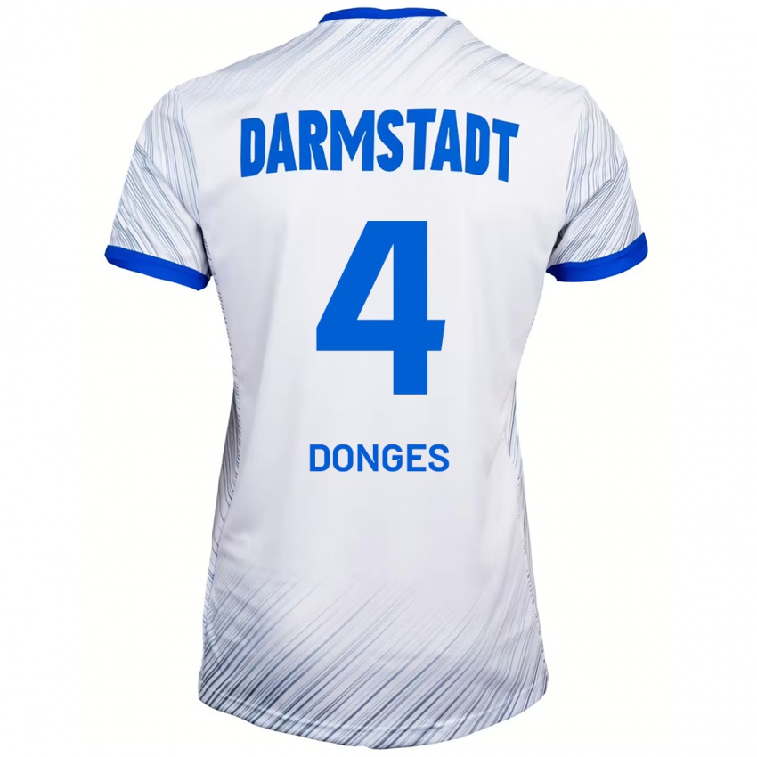 Hombre Camiseta Julian Donges #4 Blanco Azul 2ª Equipación 2024/25 La Camisa Chile