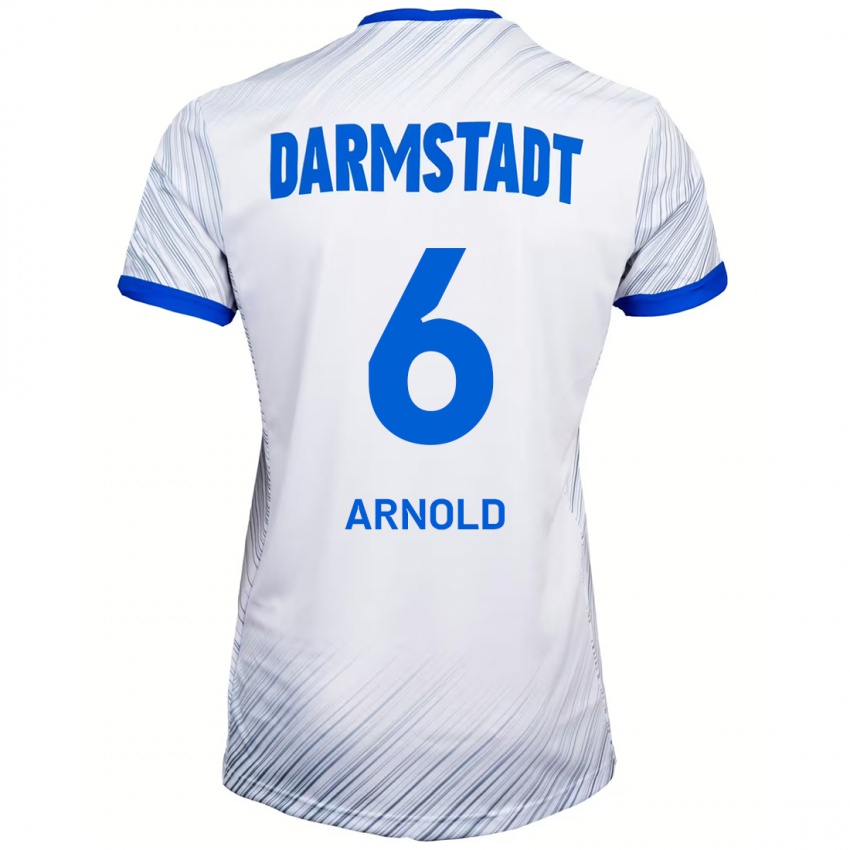 Hombre Camiseta Tim Arnold #6 Blanco Azul 2ª Equipación 2024/25 La Camisa Chile