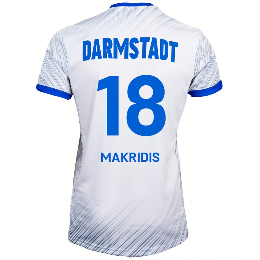 Hombre Camiseta Georgios Makridis #18 Blanco Azul 2ª Equipación 2024/25 La Camisa Chile