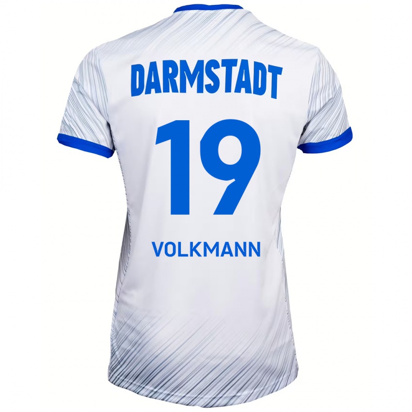 Hombre Camiseta Japhet Volkmann #19 Blanco Azul 2ª Equipación 2024/25 La Camisa Chile