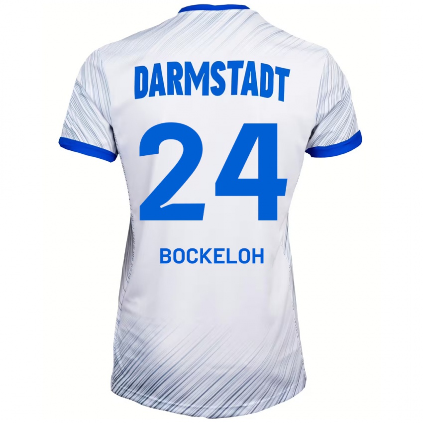 Hombre Camiseta Leonhard Bockeloh #24 Blanco Azul 2ª Equipación 2024/25 La Camisa Chile