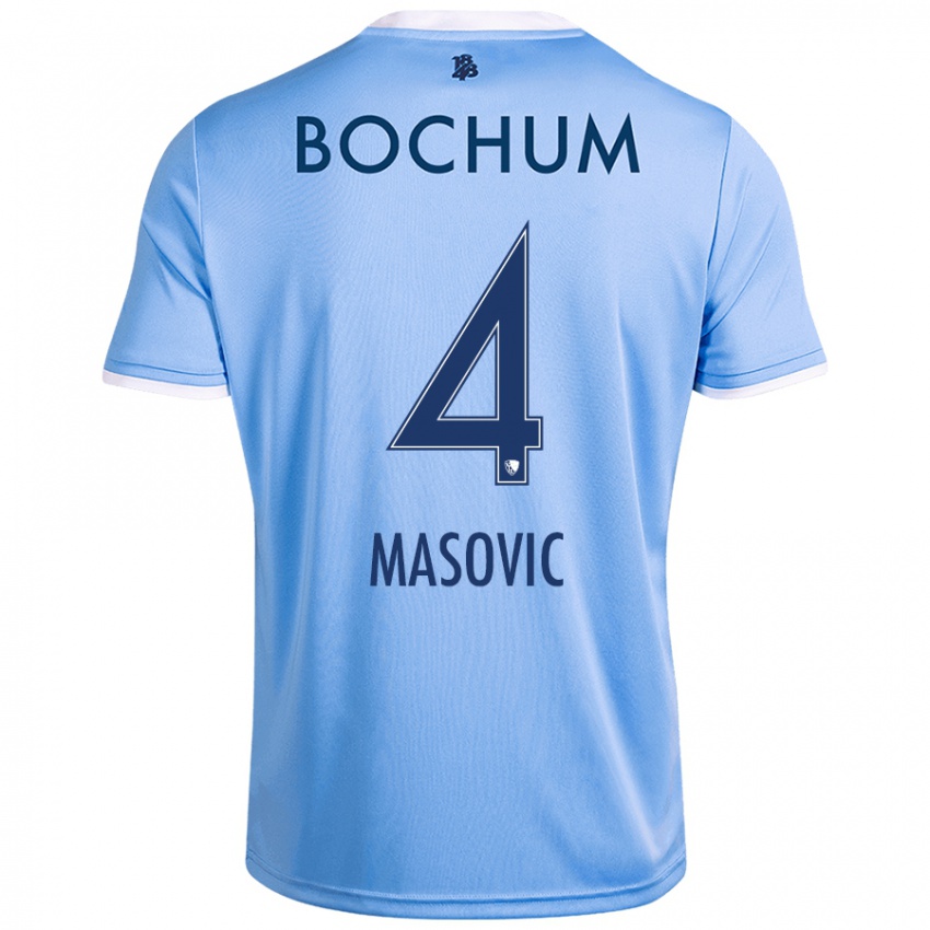 Hombre Camiseta Erhan Masovic #4 Azul Cielo 2ª Equipación 2024/25 La Camisa Chile