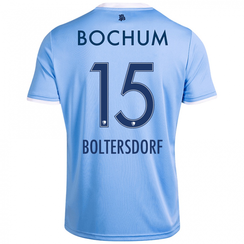 Hombre Camiseta Sebastian Boltersdorf #15 Azul Cielo 2ª Equipación 2024/25 La Camisa Chile