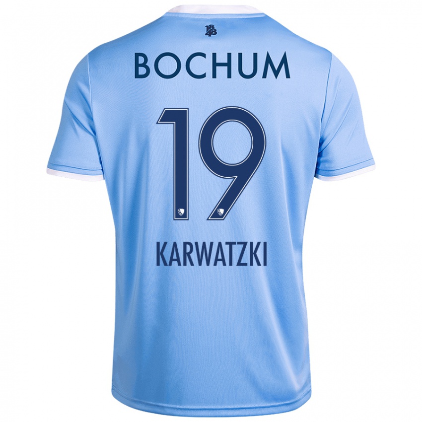 Hombre Camiseta Lucy Karwatzki #19 Azul Cielo 2ª Equipación 2024/25 La Camisa Chile