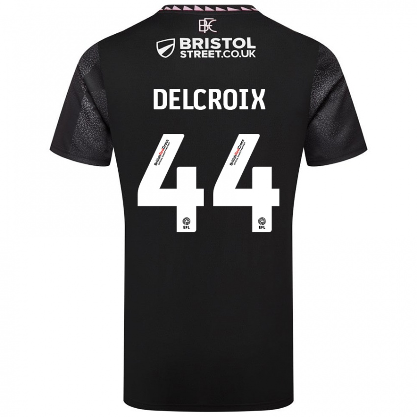 Hombre Camiseta Hannes Delcroix #44 Negro 2ª Equipación 2024/25 La Camisa Chile