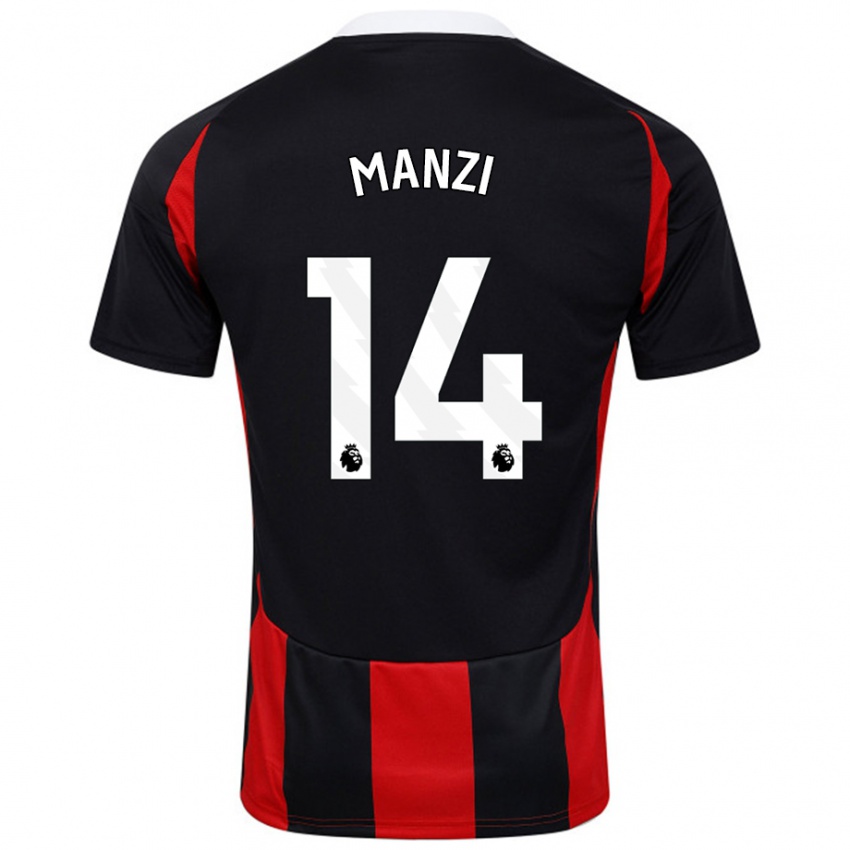 Hombre Camiseta Sophie Manzi #14 Negro Rojo 2ª Equipación 2024/25 La Camisa Chile