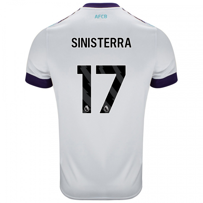 Hombre Camiseta Luis Sinisterra #17 Blanco Verde Púrpura 2ª Equipación 2024/25 La Camisa Chile