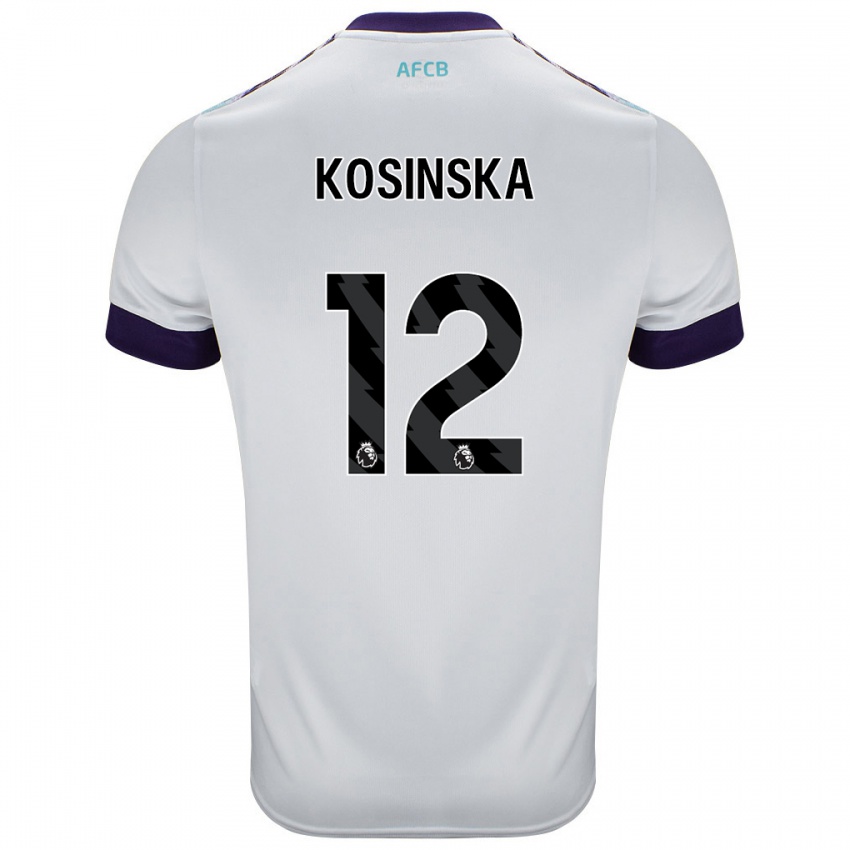 Hombre Camiseta Daniela Kosinska #12 Blanco Verde Púrpura 2ª Equipación 2024/25 La Camisa Chile