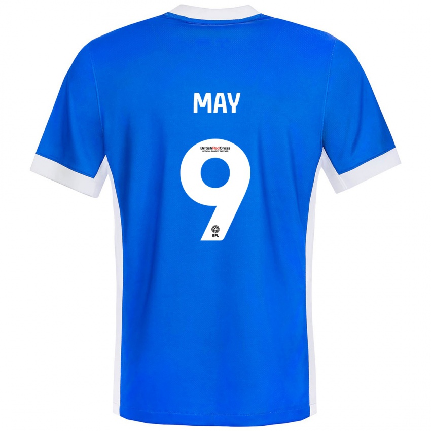 Mujer Camiseta Alfie May #9 Azul Blanco 1ª Equipación 2024/25 La Camisa Chile