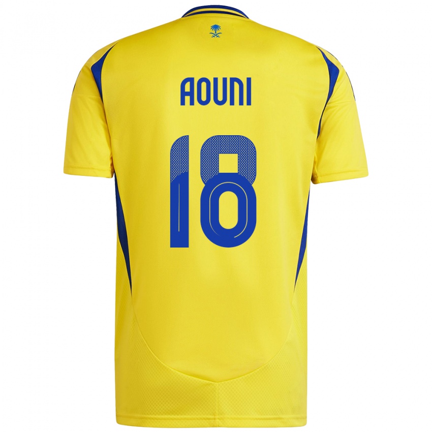 Mujer Camiseta Samia Aouni #18 Amarillo Azul 1ª Equipación 2024/25 La Camisa Chile