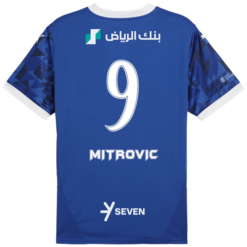 Mujer Camiseta Aleksandar Mitrovic #9 Azul Oscuro Blanco 1ª Equipación 2024/25 La Camisa Chile