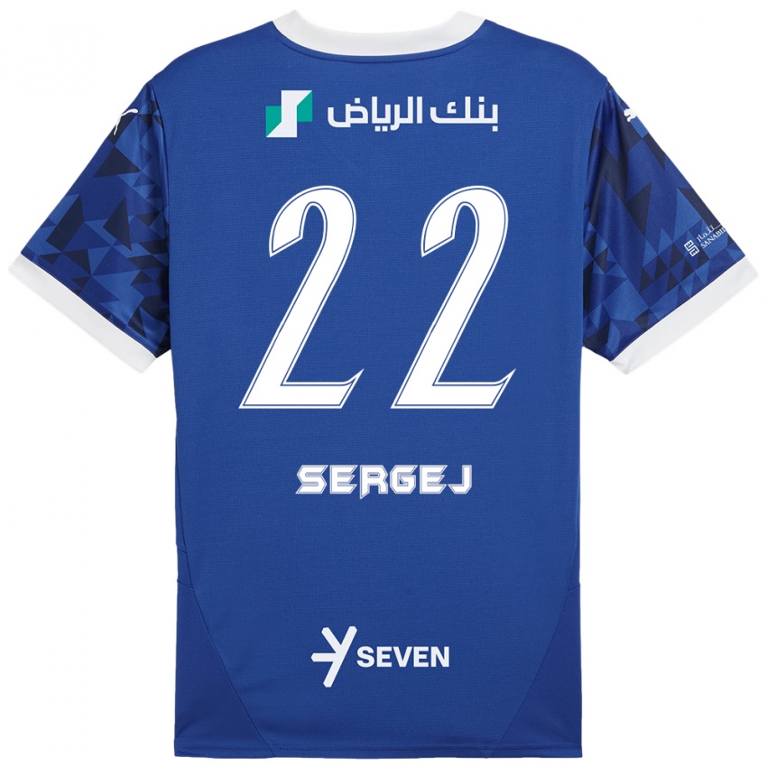 Mujer Camiseta Sergej Milinkovic-Savic #22 Azul Oscuro Blanco 1ª Equipación 2024/25 La Camisa Chile