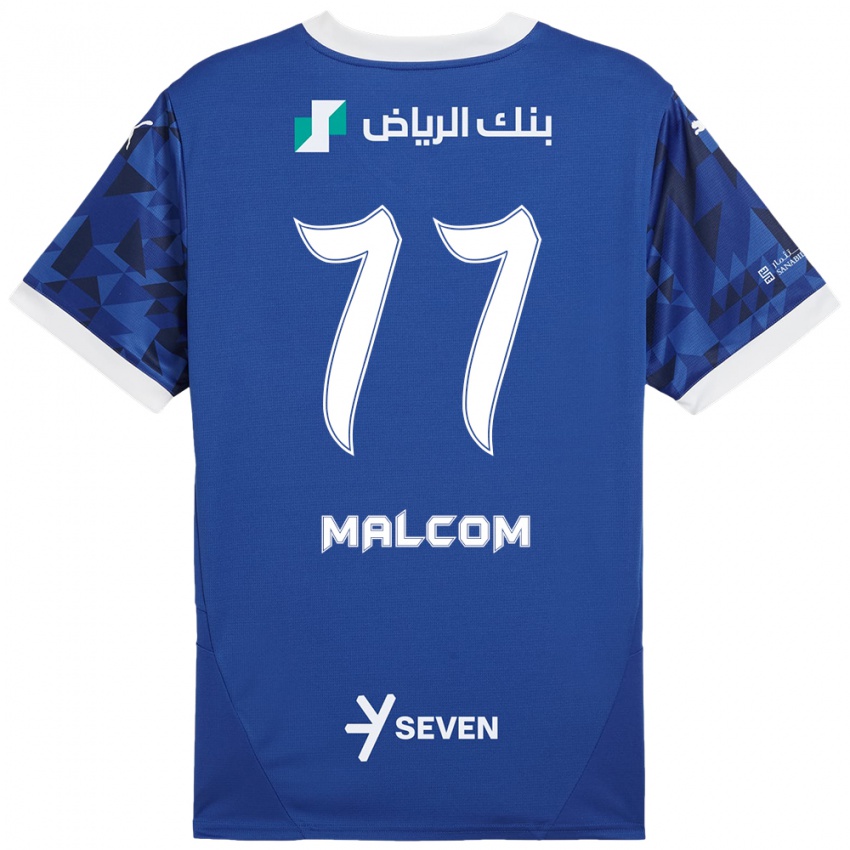 Mujer Camiseta Malcom #77 Azul Oscuro Blanco 1ª Equipación 2024/25 La Camisa Chile