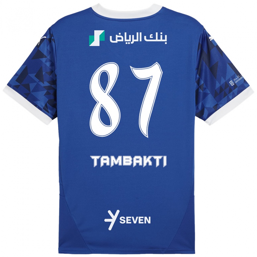 Mujer Camiseta Hassan Tambakti #87 Azul Oscuro Blanco 1ª Equipación 2024/25 La Camisa Chile