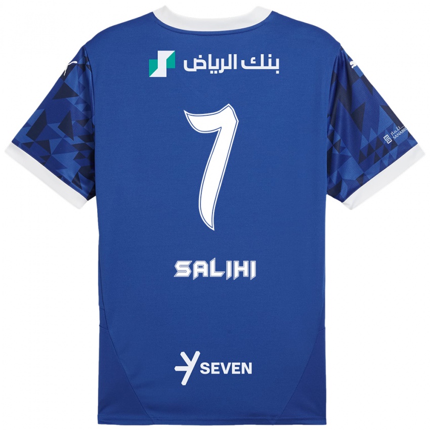 Mujer Camiseta Shokhan Salihi #7 Azul Oscuro Blanco 1ª Equipación 2024/25 La Camisa Chile