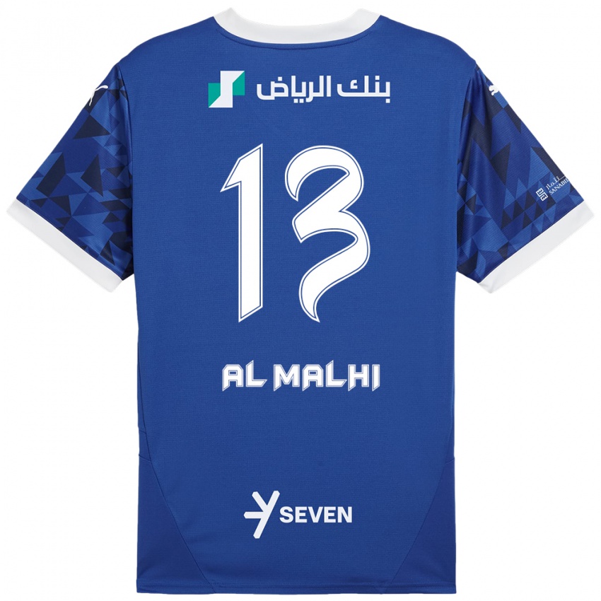 Mujer Camiseta Al Muhra Al-Malhi #13 Azul Oscuro Blanco 1ª Equipación 2024/25 La Camisa Chile