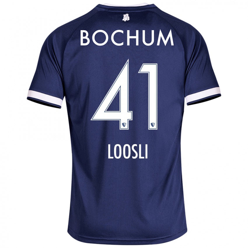 Mujer Camiseta Noah Loosli #41 Azul Oscuro 1ª Equipación 2024/25 La Camisa Chile