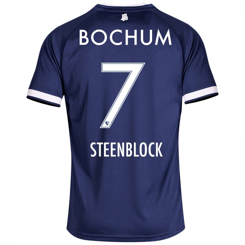 Mujer Camiseta Jannis Steenblock #7 Azul Oscuro 1ª Equipación 2024/25 La Camisa Chile