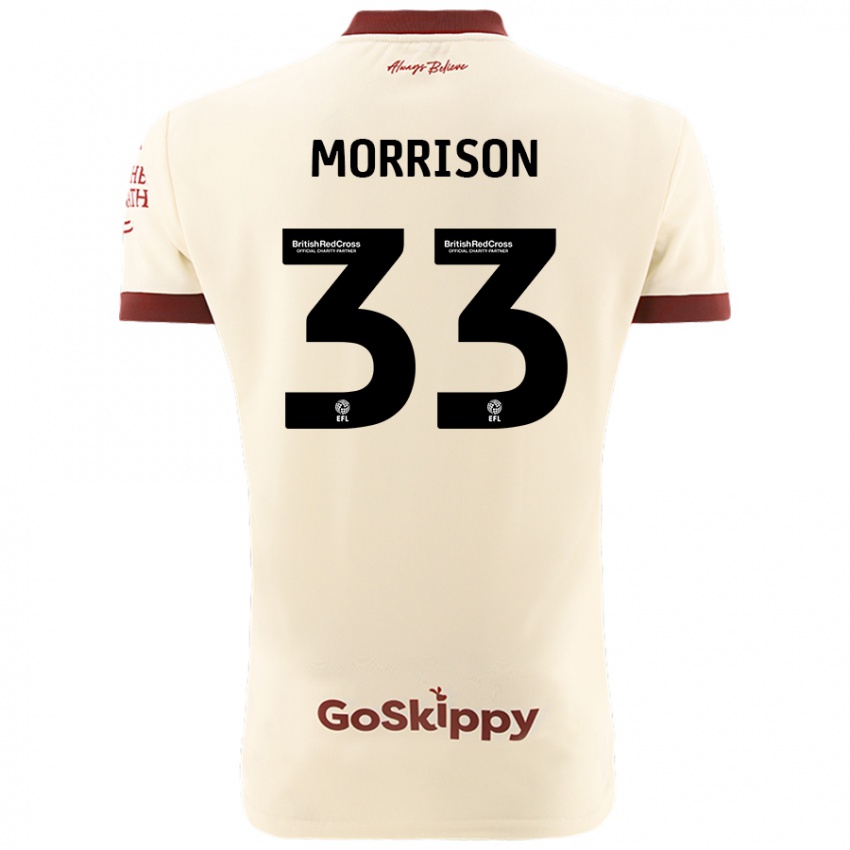 Mujer Camiseta Elijah Morrison #33 Crema Blanco 2ª Equipación 2024/25 La Camisa Chile