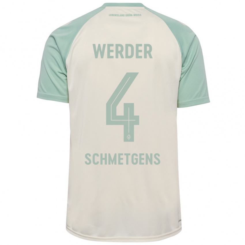 Mujer Camiseta Mick Schmetgens #4 Blanquecino Verde Claro 2ª Equipación 2024/25 La Camisa Chile