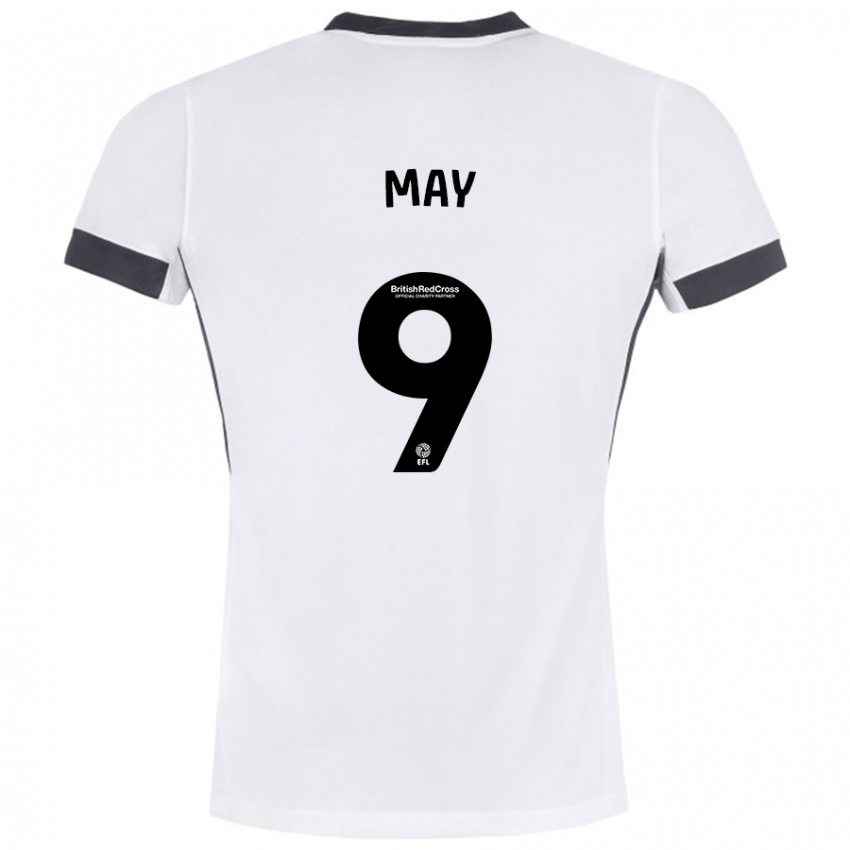 Mujer Camiseta Alfie May #9 Blanco Negro 2ª Equipación 2024/25 La Camisa Chile