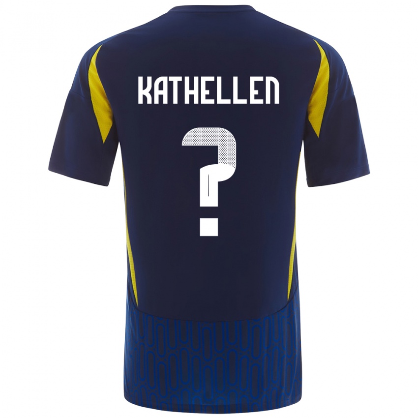 Mujer Camiseta Kathellen #0 Azul Amarillo 2ª Equipación 2024/25 La Camisa Chile