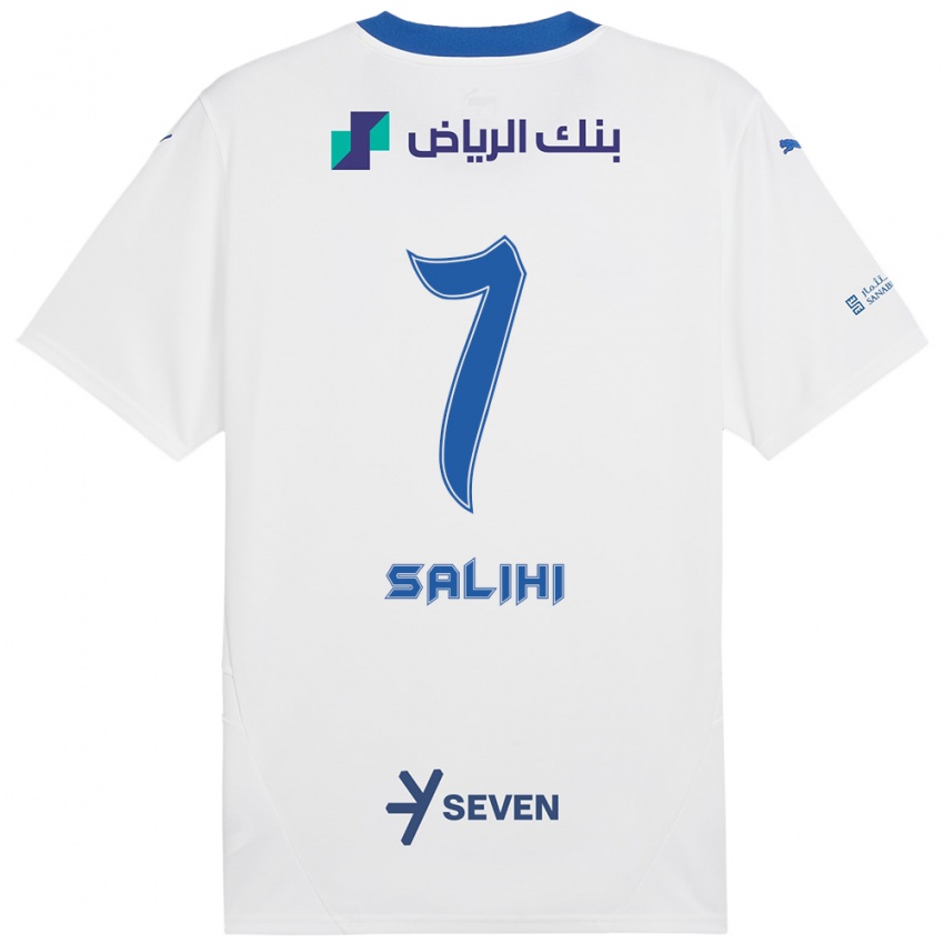 Mujer Camiseta Shokhan Salihi #7 Blanco Azul 2ª Equipación 2024/25 La Camisa Chile