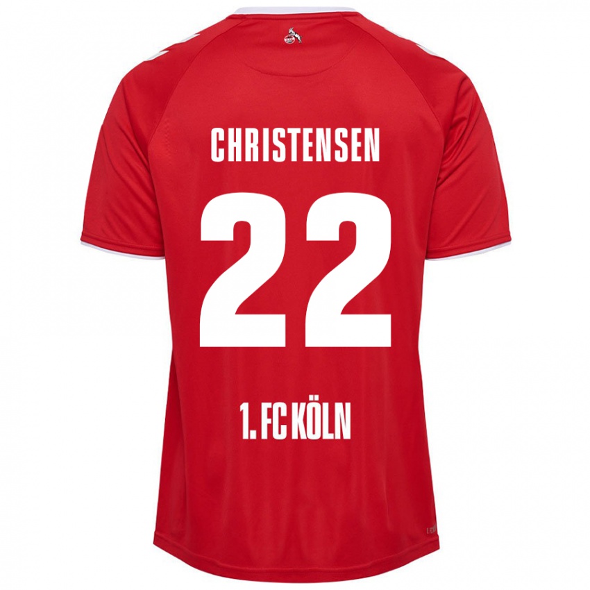 Mujer Camiseta Jacob Christensen #22 Rojo Blanco 2ª Equipación 2024/25 La Camisa Chile