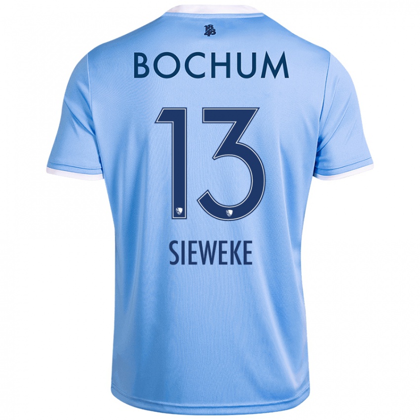 Mujer Camiseta Henri Sieweke #13 Azul Cielo 2ª Equipación 2024/25 La Camisa Chile