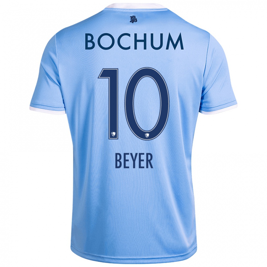 Mujer Camiseta Pia Beyer #10 Azul Cielo 2ª Equipación 2024/25 La Camisa Chile